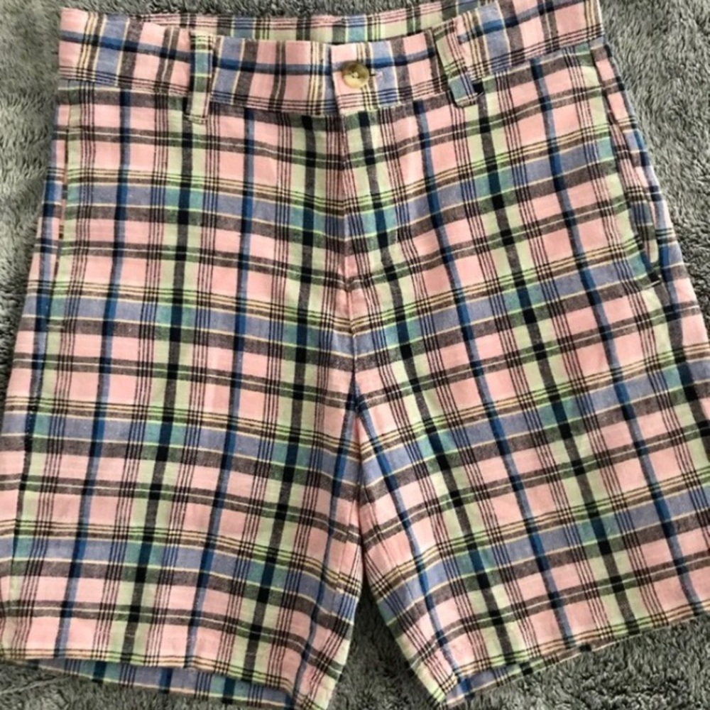Boy Janie and Jack pink plaid shorts